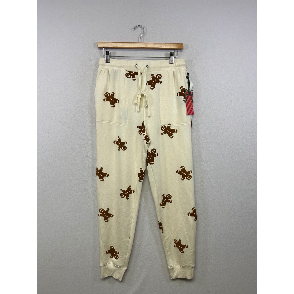 Jane + Delancey Christmas Gingerbread Holiday Womens Small Cream Jogger Pants